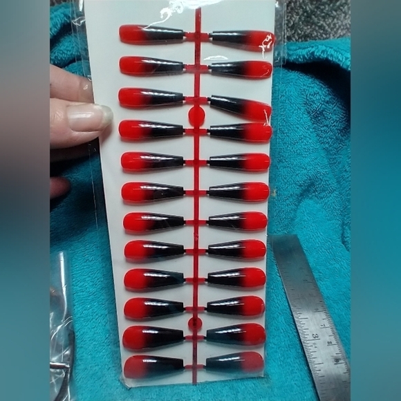 Red and Black Ombre Nail Tips press on nails - Picture 2 of 2